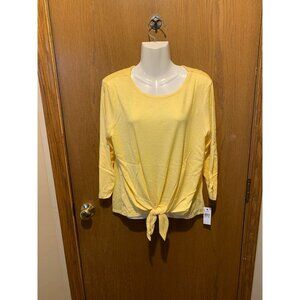 PXL I.n. Studio yellow tie sweater petite new with tags long sleeves